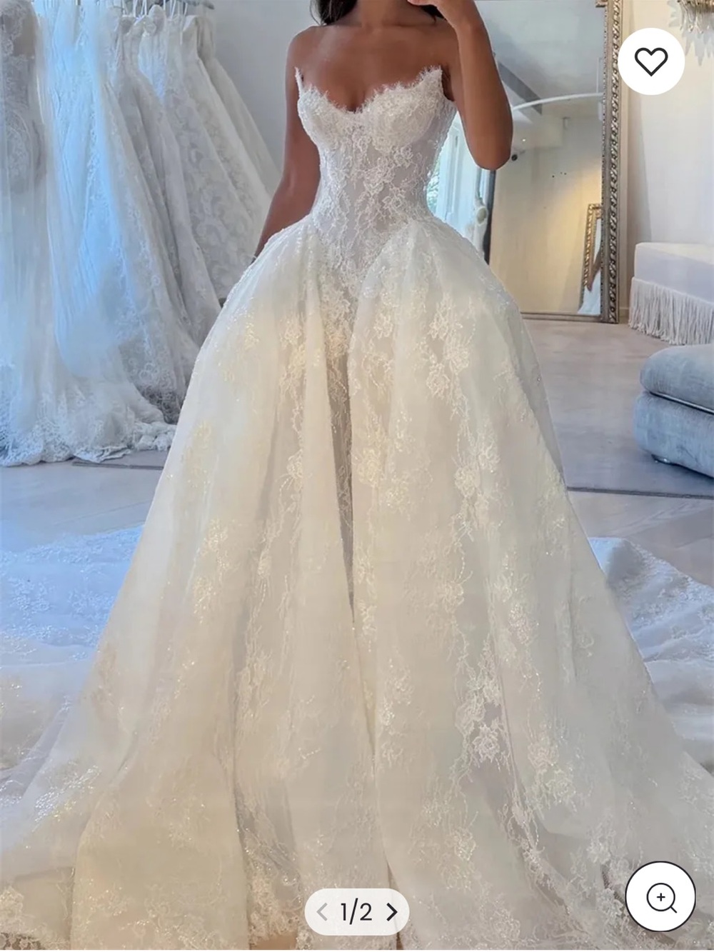 Strapless Lace Ball Gown Wedding Dress
